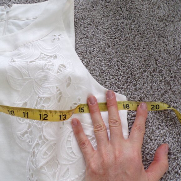 LOFT  linen blend cream dress 10 - Picture 5 of 8